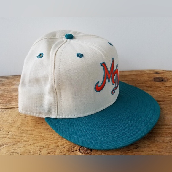 Vintage 90s Miami Dolphins Hat Team NFL size 7 1/2 Pro Model New Era Wool - Picture 3 of 9